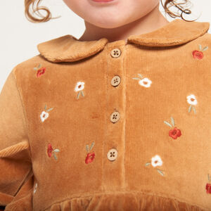 Vestido bordado de terciopelo de canalé para bebé niña 