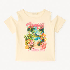 Camiseta de hombros descubiertos con estampado de Venice Beach para niña 