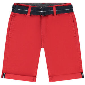 Bermudas de tela con cinturón tejido desmontable para niño 