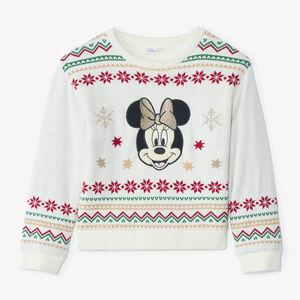 Pull manches longues doublé à motifs Noël Minnie Disney pour fille   Main Pull manches longues doublé à motifs Noël Minnie Disney pour fille