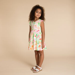 Ropa de niña con mangas cortas, botones y estampado floral  Main Ropa de niña con mangas cortas, botones y estampado floral