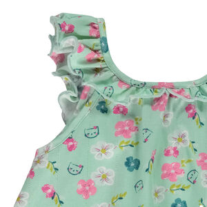 Túnica de manga corta con volantes e impresa para niña bebé 
