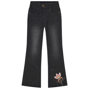 Pantalón trompeta con bordado de flores para niña 