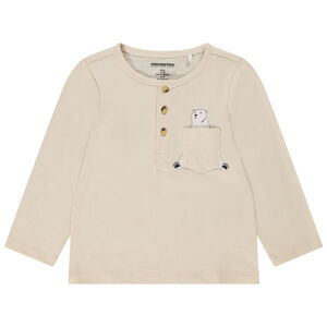 T-shirt manches longues en jersey col tunisien avec poche ludique pour bébé garçon Main T-shirt manches longues en jersey col tunisien avec poche ludique pour bébé garçon