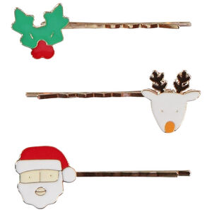 Lote de 3 horquillas planas de Navidad para niña 