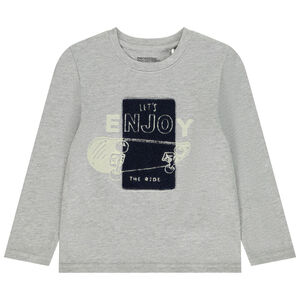 Camiseta de manga larga con estampado y detalles de rizo para niño 