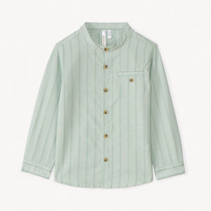 Camisa de rayas de manga larga con cuello mao para bebé niño 