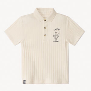 Polo de manga corta de punto acanalado con bordado de cactus para niño 