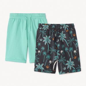 Lote de 2 bermudas de felpa con estampado para niño 