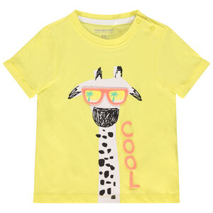 Camiseta de manga corta y estampado de jirafa con gafas 