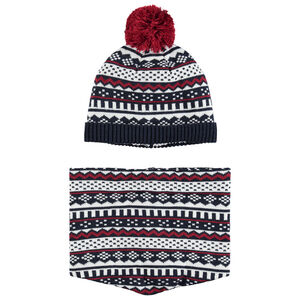 Conjunto con estampado con forro y gorro de snood 