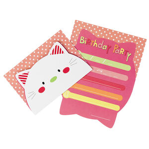Pack de 10 invitaciones de cumpleaños con motivo de gato 