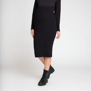 Falda larga lisa con abertura lateral para mujer 