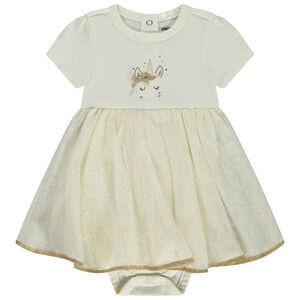 Vestido body de ceremonia con tul brillante Unicornio para bebé niña 