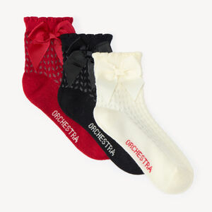 Lot de 3 chaussettes fille à nœuds 