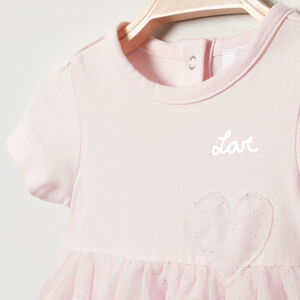 Vestido ceremonia manga corta y tul 