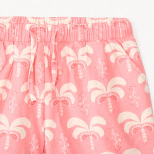 Conjunto de 2 piezas camiseta de manga corta + pantalón corto con motivos de palmera niña. 