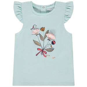 Camiseta de manga corta con estampado glitter y 3D para niña 