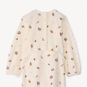 Pelele de terciopelo estampado Navidad para bebé niña con aperturas diferentes según la edad 