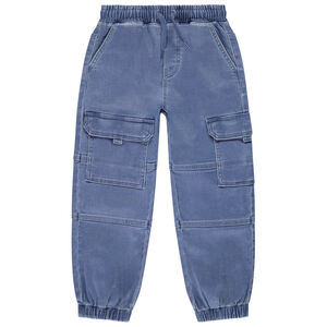 Pantalón cargo liso con efecto denim para niño 
