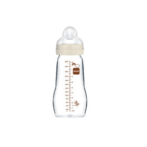 Biberón de vidrio 260 ml flujo 2 2M+ blanco 