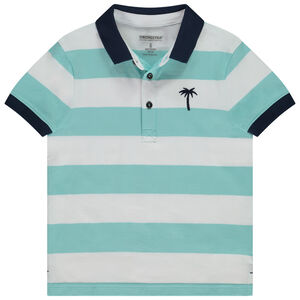 Polo de manga corta rayas con bordado de palmera para niño 