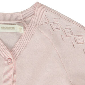 Gilet mangas raglán de punto calado para niña 