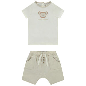 Conjunto de short y camiseta de manga corta con estampado fantasía para bebé niño 