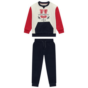 Conjunto de jogging de felpa efecto color block para niño 
