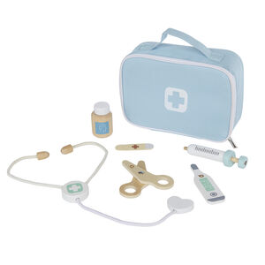Set de docteur en bois bleu  Main Set de docteur en bois bleu