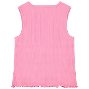 Camiseta sin mangas lisa de punto acanalado con cuello fantasía niña 