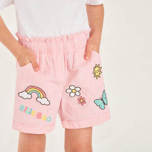 Pantalones cortos de tela con rayas bordadas Billie Boo para niña 
