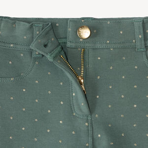 Pantalones skinny de felpa para niña con lunares dorados 