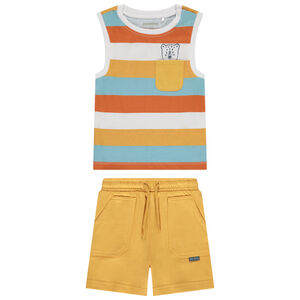 Conjunto de 2 piezas con camiseta sin mangas a rayas para bebé niño 