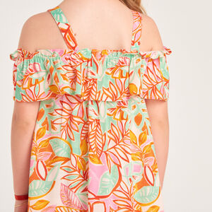 Vestido de tirantes con estampado divertido para niña. 