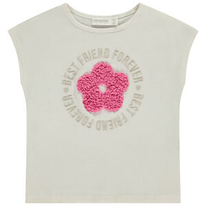 Camiseta de manga corta con flor efecto pétalos 3D para niña  Main Camiseta de manga corta con flor efecto pétalos 3D para niña