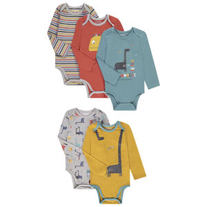 Pack de 5 bodis en jersey con print de dinosaurio para bebé niño Main Pack de 5 bodis en jersey con print de dinosaurio para bebé niño