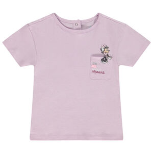 Camiseta de manga corta de punto con estampado de Minnie Disney para bebé niña 