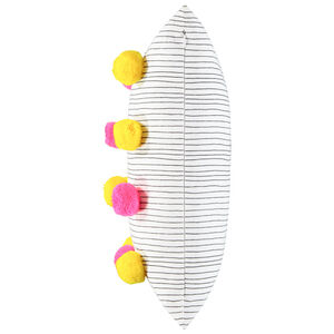 Cojín decorativo con pompones de colores flúor 