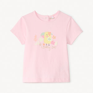 Camiseta de manga corta con estampado brillante para niña bebé 