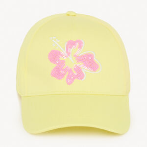 Gorra con estampado de hibisco y lentejuelas niña 