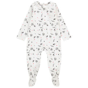 Pelele de terciopelo con estampado de pájaros y corazones para bebé niña  Main Pelele de terciopelo con estampado de pájaros y corazones para bebé niña