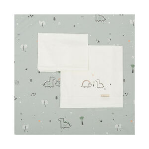 Juego de sábanas punto para capazo 40x80cm Jurasic menta 