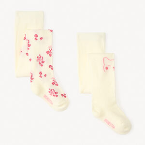 Pack de 2 medias gruesas con motivos para bebé niña. 