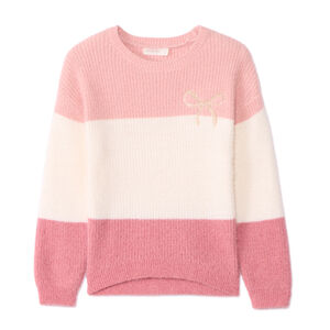 Pull en tricot oversize effet color block pour fille  Main Pull en tricot oversize effet color block pour fille