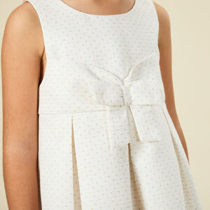 Vestido de ceremonia en jacquard con lazo para niña 