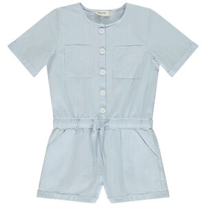 Combishort en seersucker rayado para niña  Main Combishort en seersucker rayado para niña