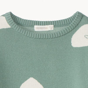 Pull manches longues semi-oversize motif nœud pour fille  Main Pull manches longues semi-oversize motif nœud pour fille