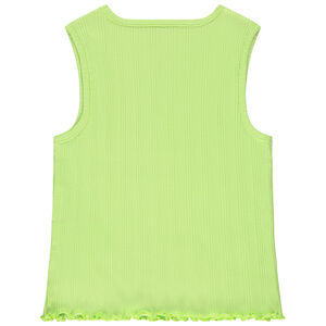 Camiseta sin mangas lisa de punto acanalado con cuello fantasía niña 
