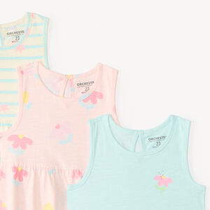 Conjunto de 3 vestidos sin mangas con estampado floral para niña bebé. 